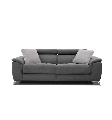 PLAUEN Sofa 3-Sitzer mit 2 Relaxfunktionen und verstellbare Kopfstützen, dunkelgrau