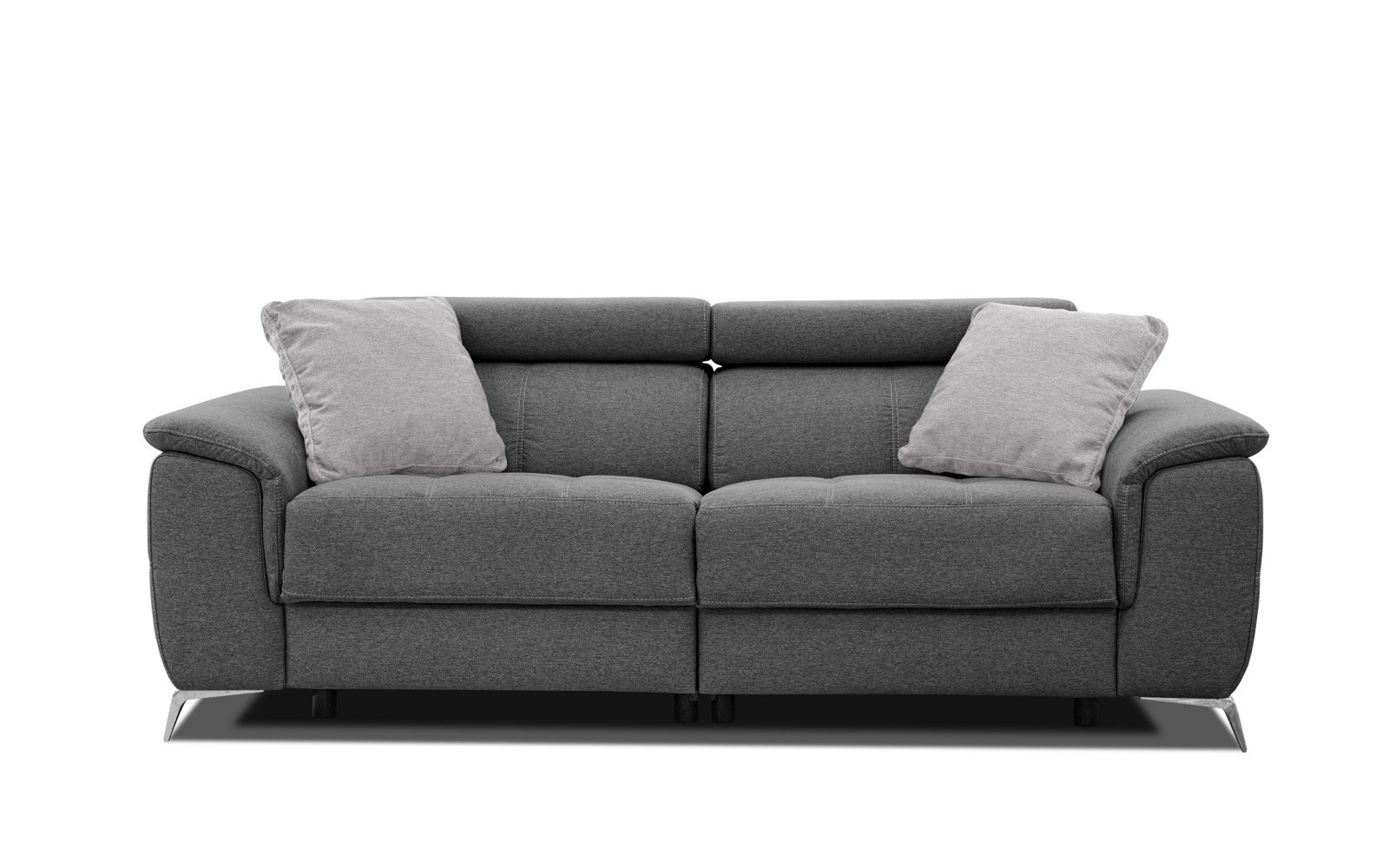 PLAUEN Sofa 3-Sitzer mit 2 Relaxfunktionen und verstellbare Kopfstützen, dunkelgrau
