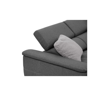 PLAUEN Sofa 3-Sitzer mit 2 Relaxfunktionen und verstellbare Kopfstützen, dunkelgrau