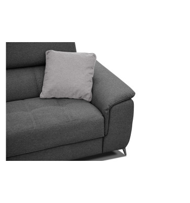 PLAUEN Sofa 3-Sitzer mit 2 Relaxfunktionen und verstellbare Kopfstützen, dunkelgrau