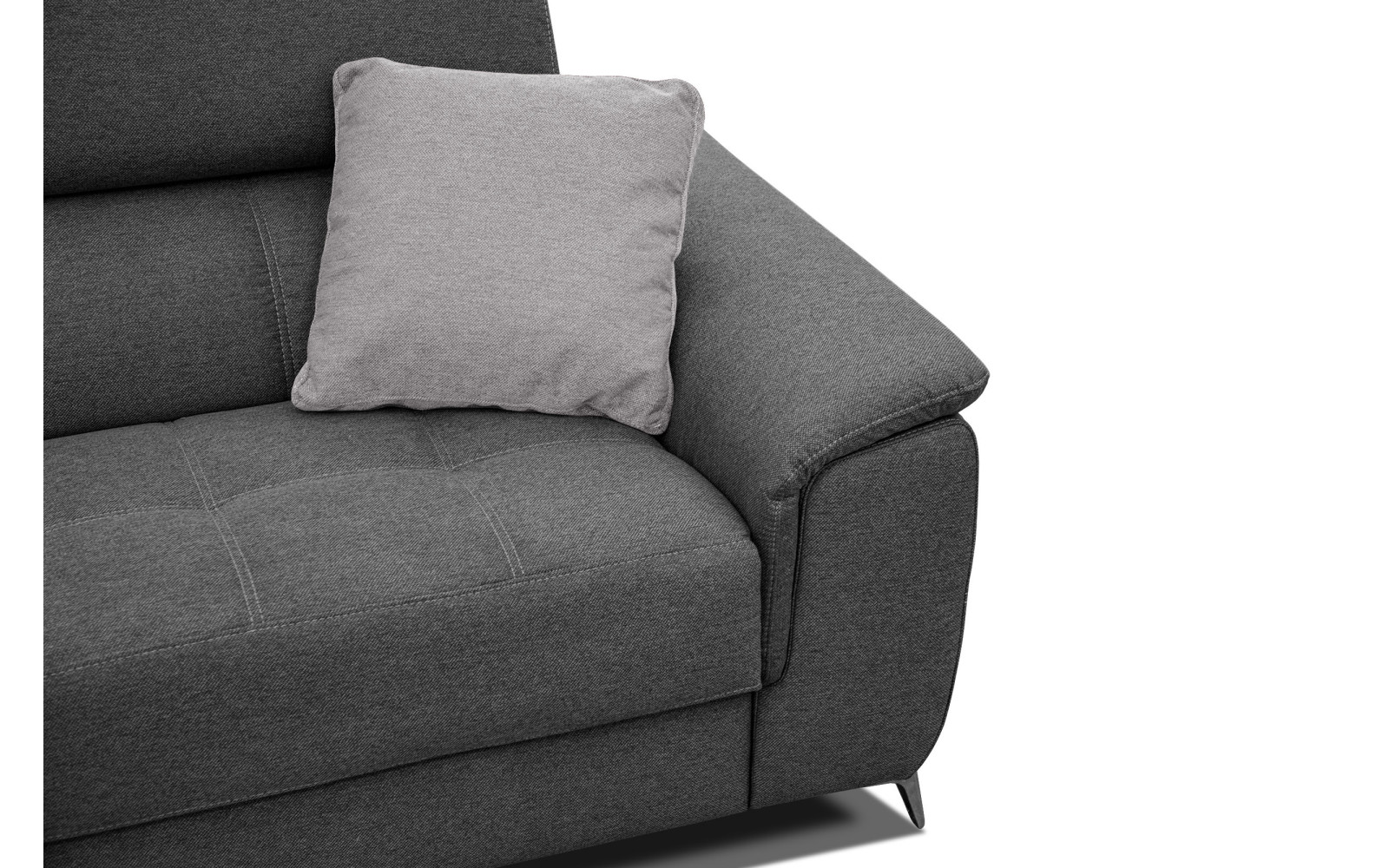 PLAUEN Sofa 3-Sitzer mit 2 Relaxfunktionen und verstellbare Kopfstützen, dunkelgrau