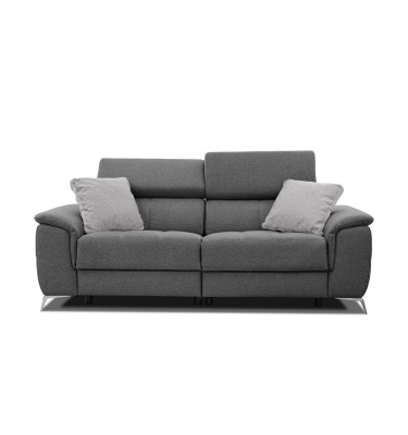 PLAUEN Sofa 3-Sitzer mit 2 Relaxfunktionen und verstellbare Kopfstützen, dunkelgrau