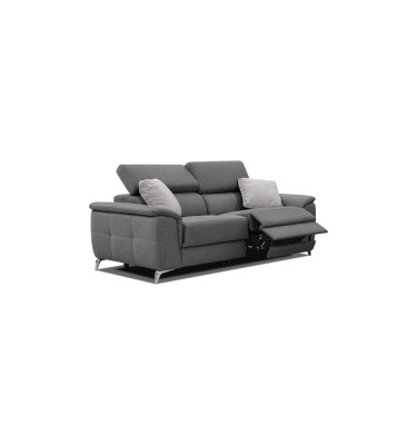 PLAUEN Sofa 3-Sitzer mit 2 Relaxfunktionen und verstellbare Kopfstützen, dunkelgrau