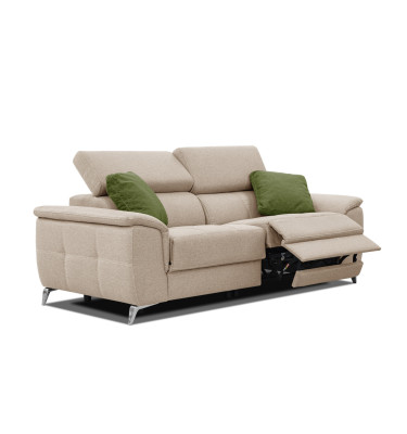 PLAUEN Sofa 3-Sitzer mit 2 Relaxfunktionen und verstellbare Kopfstützen, beige