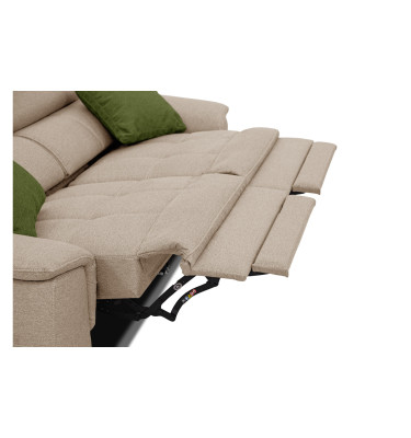 PLAUEN Sofa 3-Sitzer mit 2 Relaxfunktionen und verstellbare Kopfstützen, beige