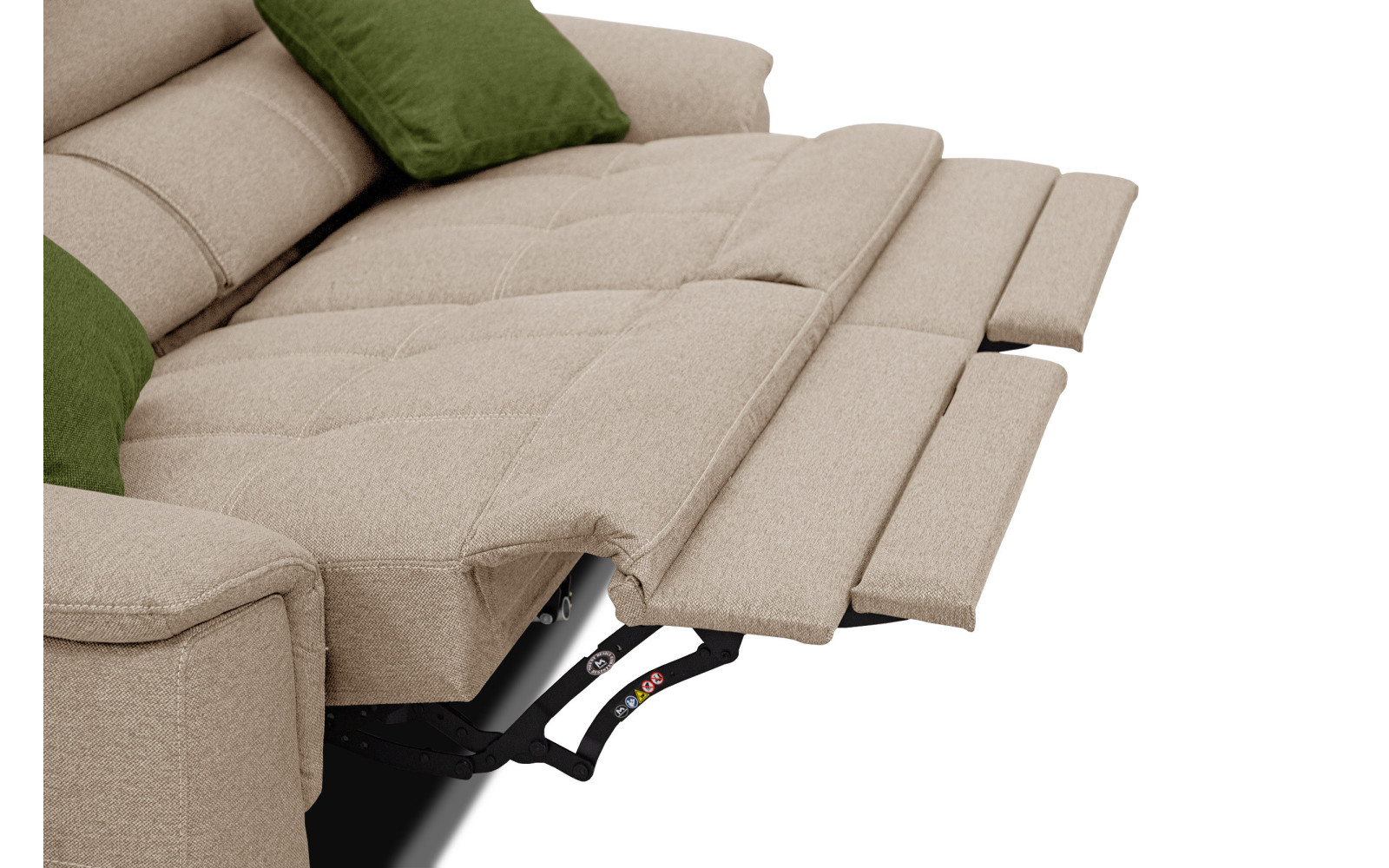 PLAUEN Sofa 3-Sitzer mit 2 Relaxfunktionen und verstellbare Kopfstützen, beige