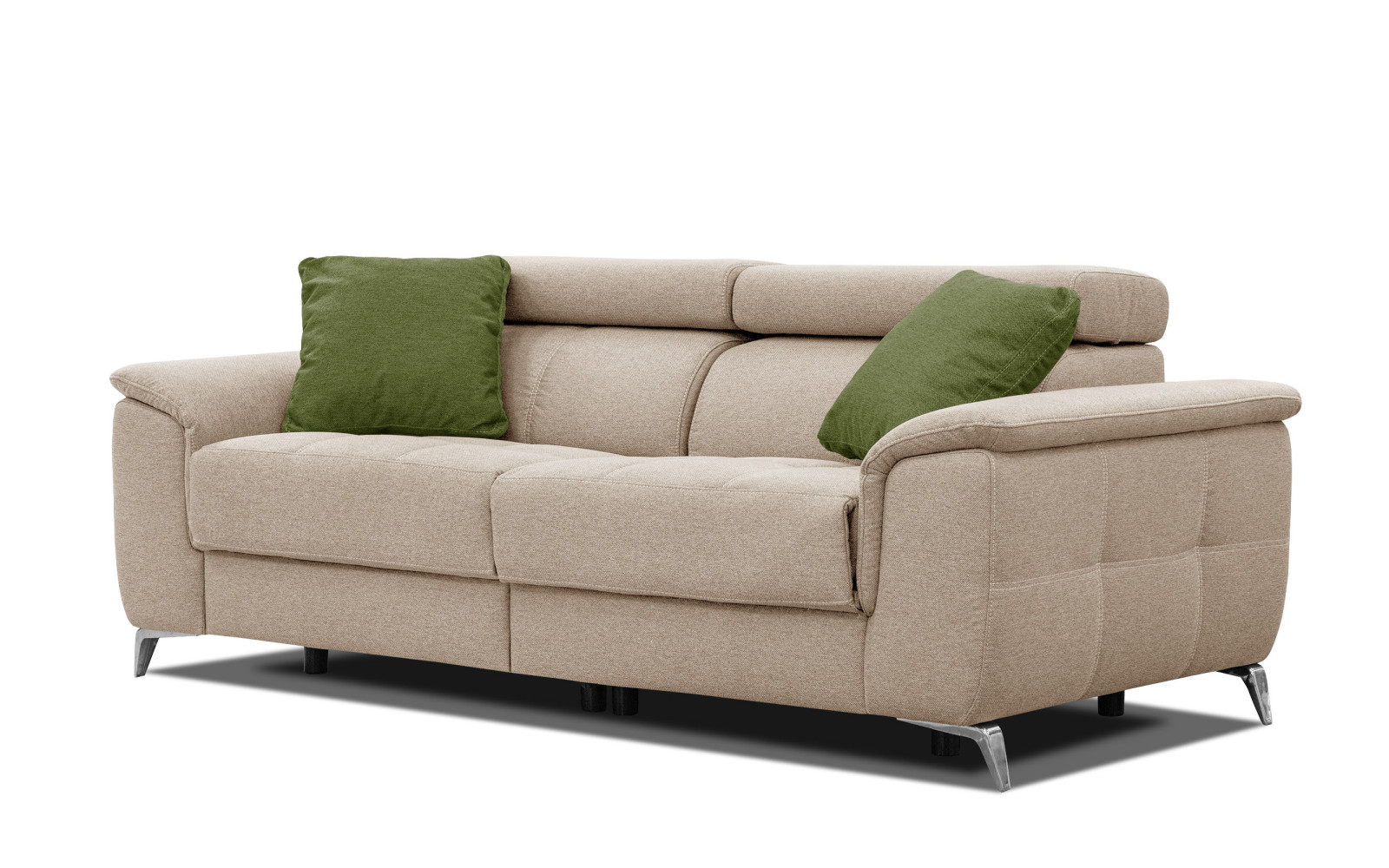 PLAUEN Sofa 3-Sitzer mit 2 Relaxfunktionen und verstellbare Kopfstützen, beige