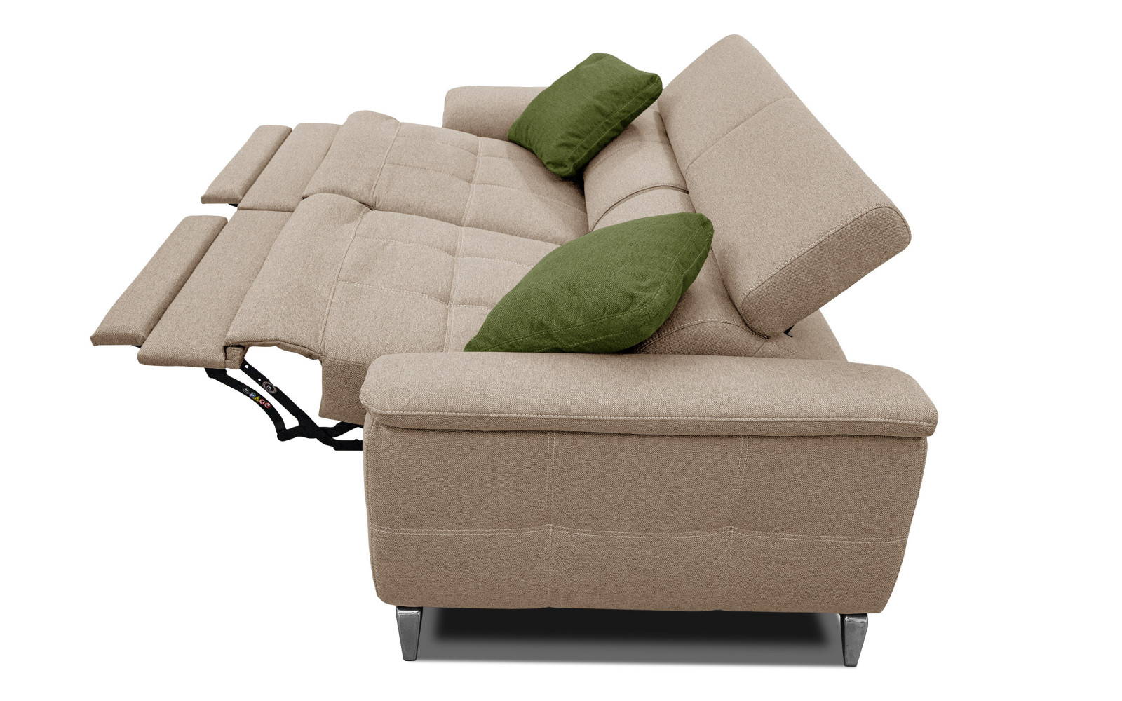 PLAUEN Sofa 3-Sitzer mit 2 Relaxfunktionen und verstellbare Kopfstützen, beige