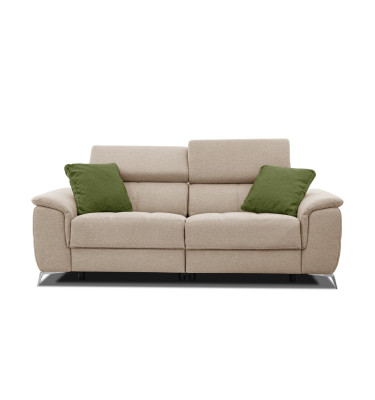 PLAUEN Sofa 3-Sitzer mit 2 Relaxfunktionen und verstellbare Kopfstützen, beige