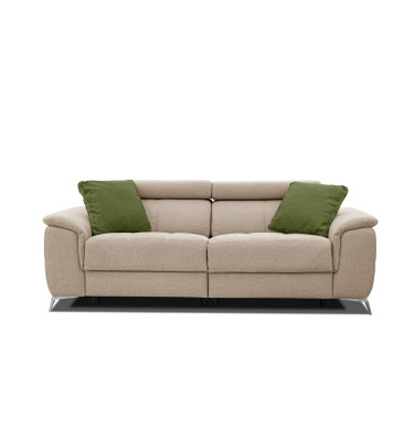 PLAUEN Sofa 3-Sitzer mit 2 Relaxfunktionen und verstellbare Kopfstützen, beige