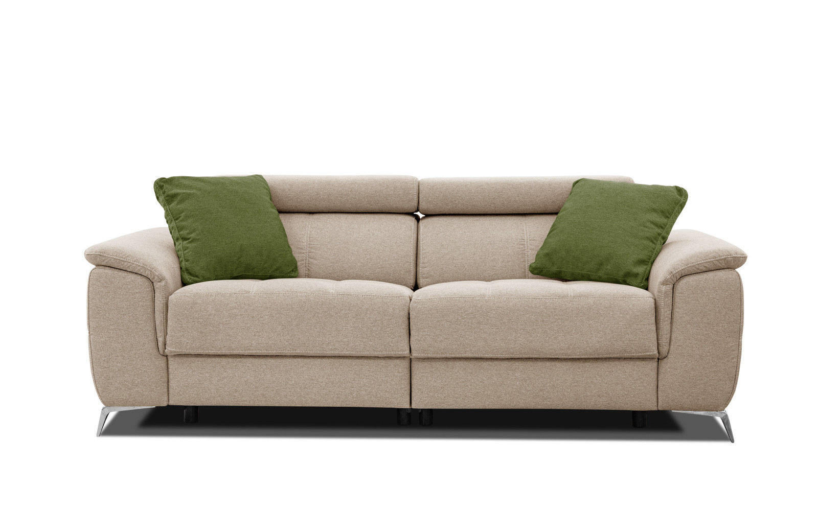 PLAUEN Sofa 3-Sitzer mit 2 Relaxfunktionen und verstellbare Kopfstützen, beige