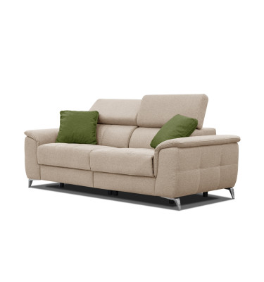PLAUEN Sofa 3-Sitzer mit 2 Relaxfunktionen und verstellbare Kopfstützen, beige
