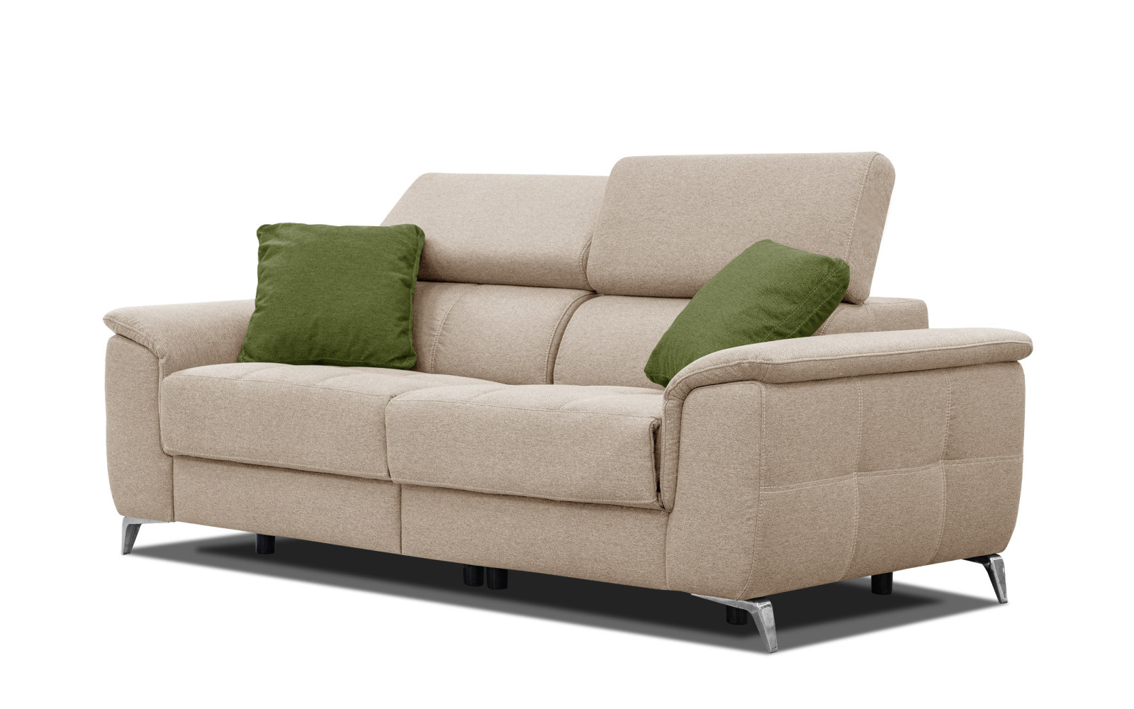 PLAUEN Sofa 3-Sitzer mit 2 Relaxfunktionen und verstellbare Kopfstützen, beige