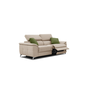 PLAUEN Sofa 3-Sitzer mit 2 Relaxfunktionen und verstellbare Kopfstützen, beige