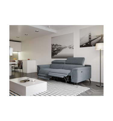 FIERO Sofa 3-Sitzer mit 2 Relaxfunktionen und verstellbare Kopfstützen, dunkelgrau