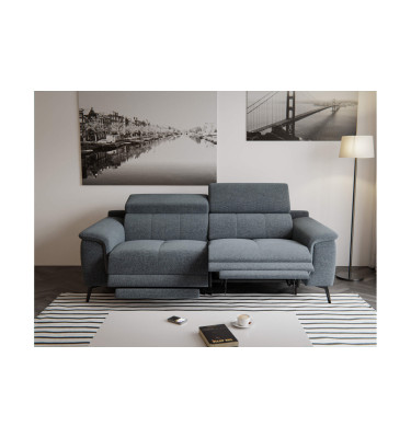 FIERO Sofa 3-Sitzer mit 2 Relaxfunktionen und verstellbare Kopfstützen, dunkelgrau