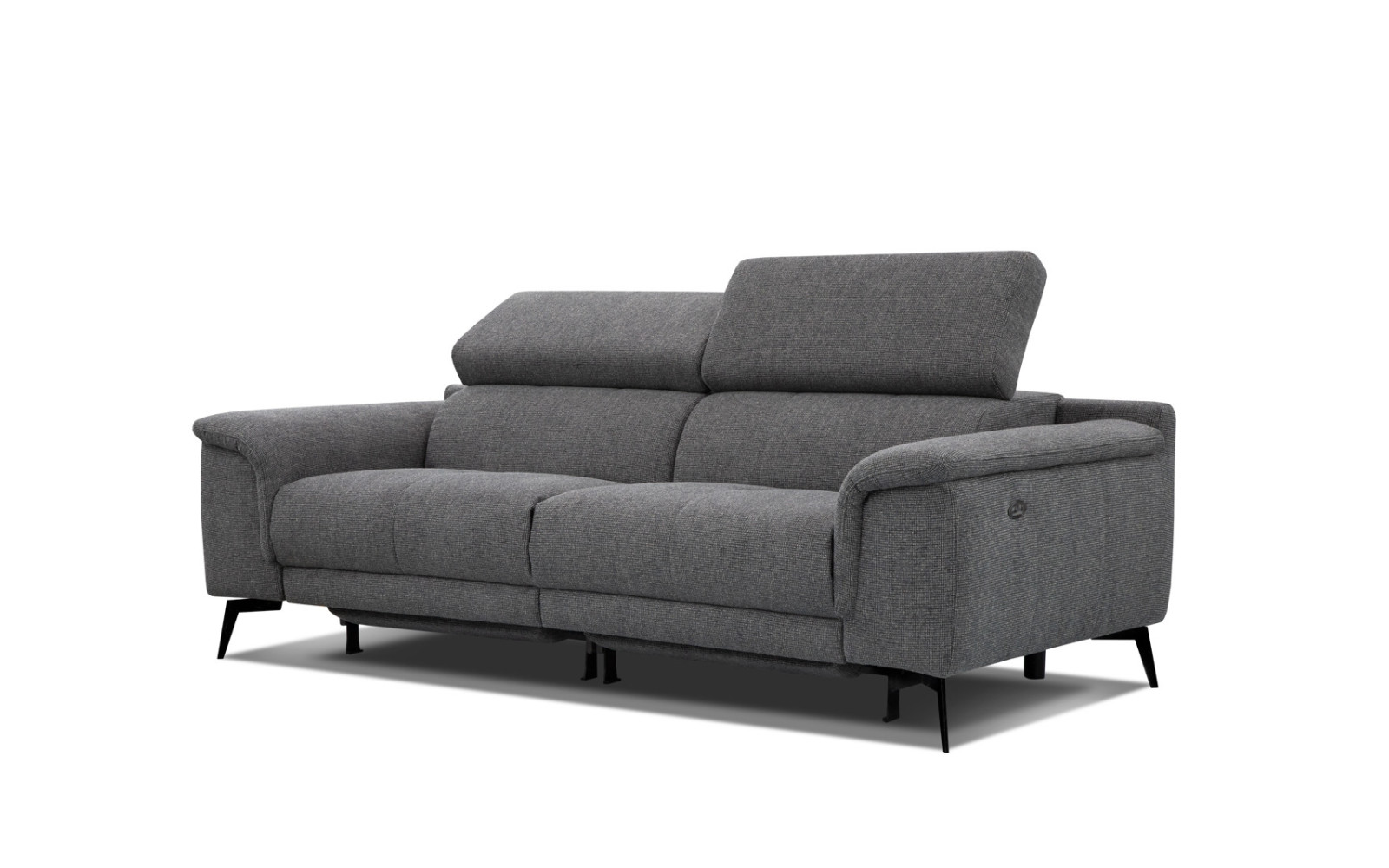 FIERO Sofa 3-Sitzer mit 2 Relaxfunktionen und verstellbare Kopfstützen, dunkelgrau