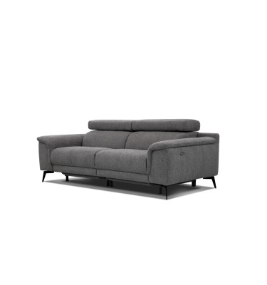 FIERO Sofa 3-Sitzer mit 2 Relaxfunktionen und verstellbare Kopfstützen, dunkelgrau