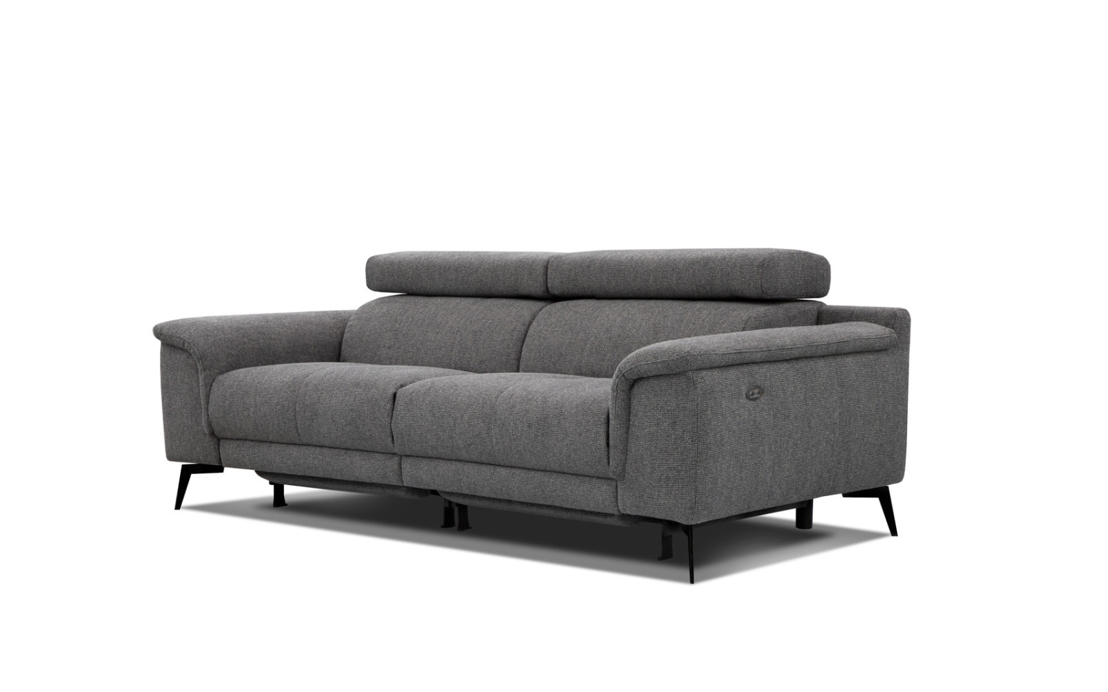 FIERO Sofa 3-Sitzer mit 2 Relaxfunktionen und verstellbare Kopfstützen, dunkelgrau