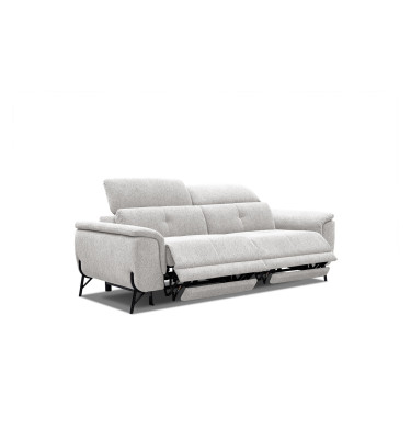 AVENA Sofa 3-Sitzer mit 2 Relaxfunktionen und verstellbare Kopfstützen, creme