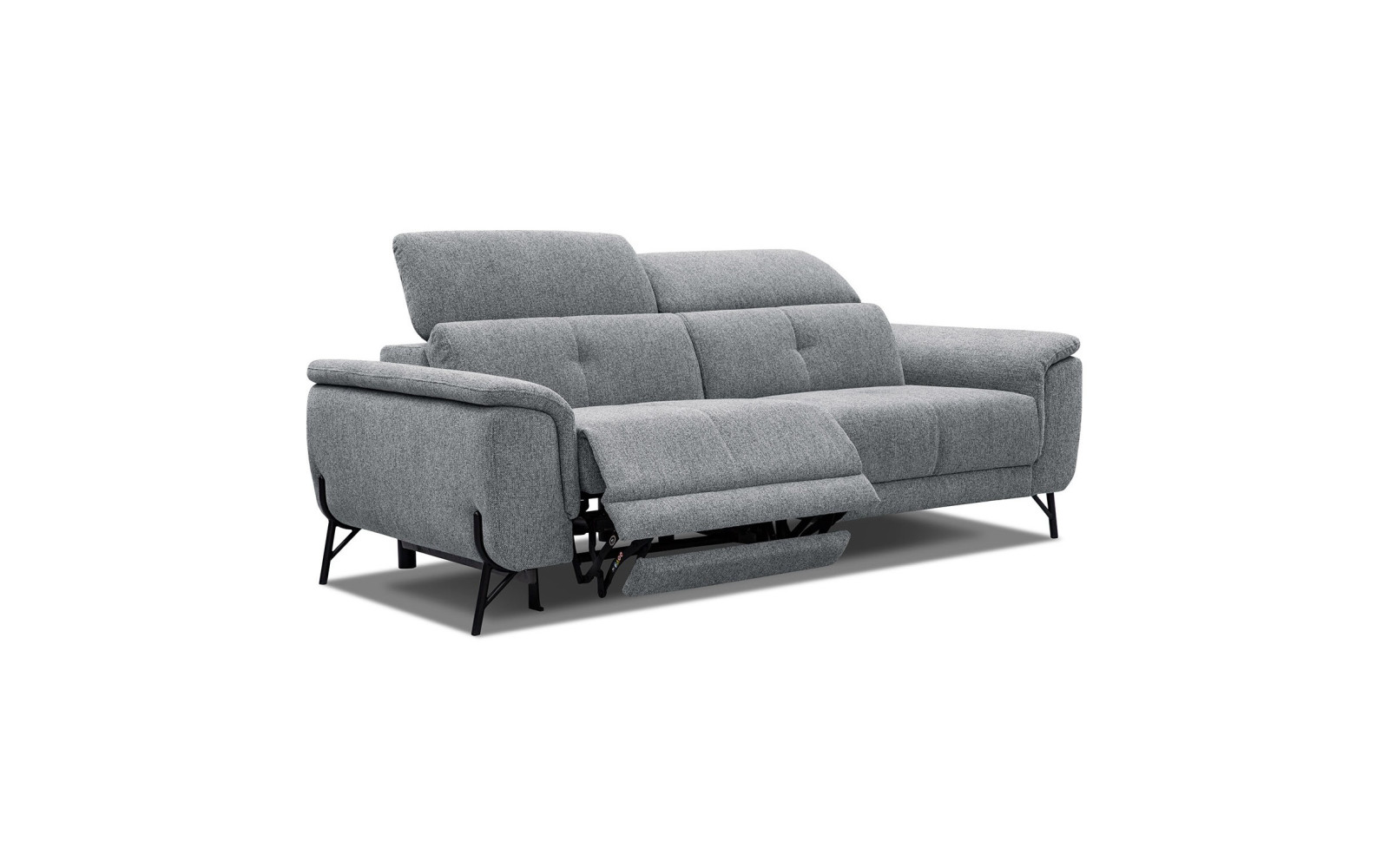 AVENA Sofa 3-Sitzer mit 1 Relaxfunktion und verstellbare Kopfstützen, grau