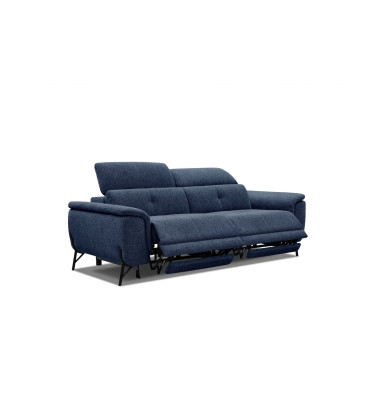AVENA Sofa 3-Sitzer mit 2 Relaxfunktionen und verstellbare Kopfstützen, marineblau