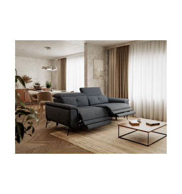 AVENA Sofa 3-Sitzer mit 2 Relaxfunktionen und verstellbare Kopfstützen, marineblau