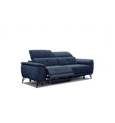 AVENA Sofa 3-Sitzer mit 2 Relaxfunktionen und verstellbare Kopfstützen, marineblau