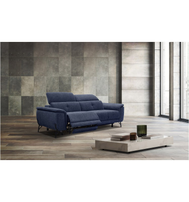 AVENA Sofa 3-Sitzer mit 2 Relaxfunktionen und verstellbare Kopfstützen, marineblau