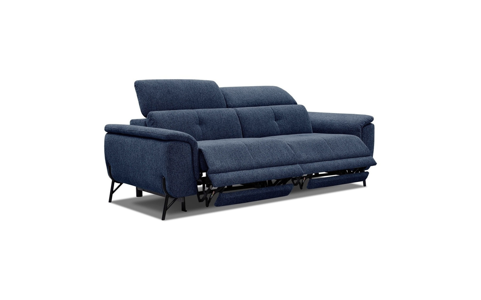 AVENA Sofa 3-Sitzer mit 2 Relaxfunktionen und verstellbare Kopfstützen, marineblau