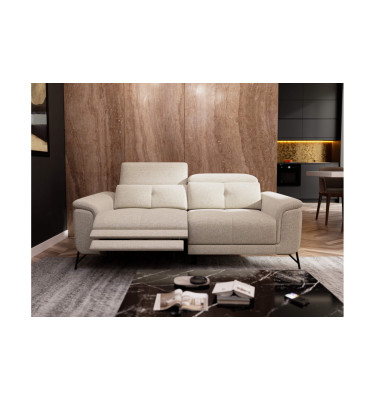 AVENA Sofa 3-Sitzer mit 1 Relaxfunktion und verstellbare Kopfstützen, creme