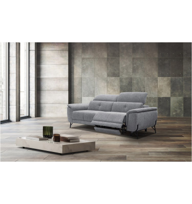 AVENA Sofa 3-Sitzer mit 1 Relaxfunktion und verstellbare Kopfstützen, grau