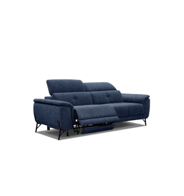 AVENA Sofa 3-Sitzer mit 1 Relaxfunktion und verstellbare Kopfstützen, marineblau