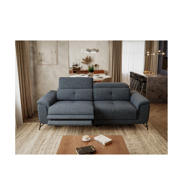 AVENA Sofa 3-Sitzer mit 1 Relaxfunktion und verstellbare Kopfstützen, marineblau