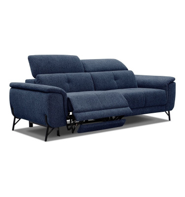 AVENA Sofa 3-Sitzer mit 1 Relaxfunktion und verstellbare Kopfstützen, marineblau