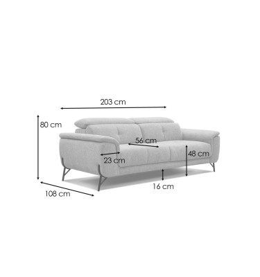 AVENA Sofa 3-Sitzer mit 1 Relaxfunktion und verstellbare Kopfstützen, mint