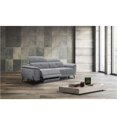 AVENA Sofa 3-Sitzer mit 2 Relaxfunktionen und verstellbare Kopfstützen, grau