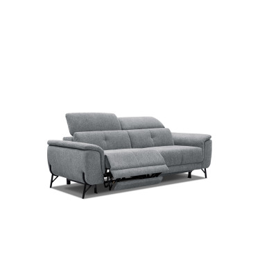 AVENA Sofa 3-Sitzer mit 2 Relaxfunktionen und verstellbare Kopfstützen, grau