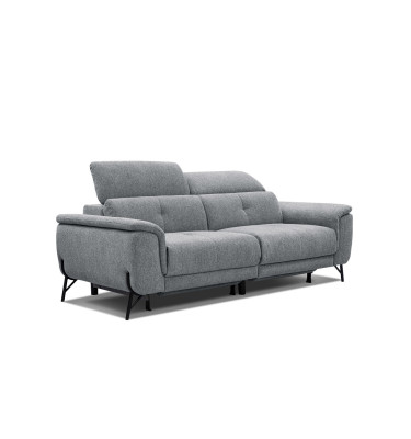 AVENA Sofa 3-Sitzer mit 2 Relaxfunktionen und verstellbare Kopfstützen, grau