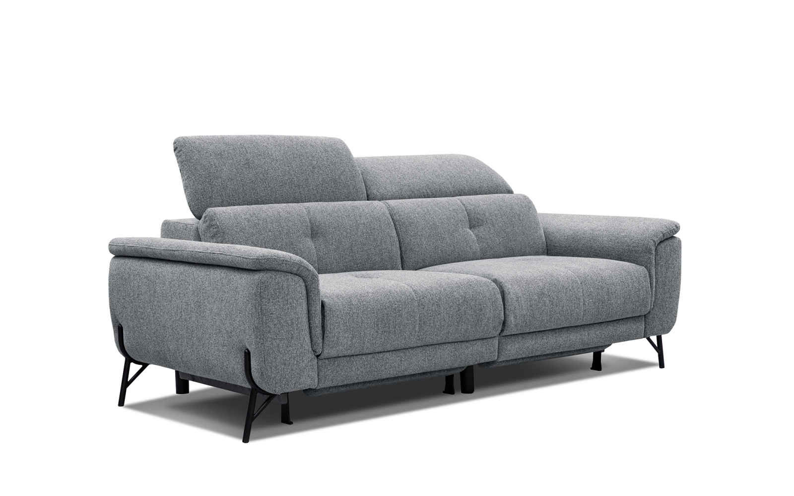AVENA Sofa 3-Sitzer mit 2 Relaxfunktionen und verstellbare Kopfstützen, grau