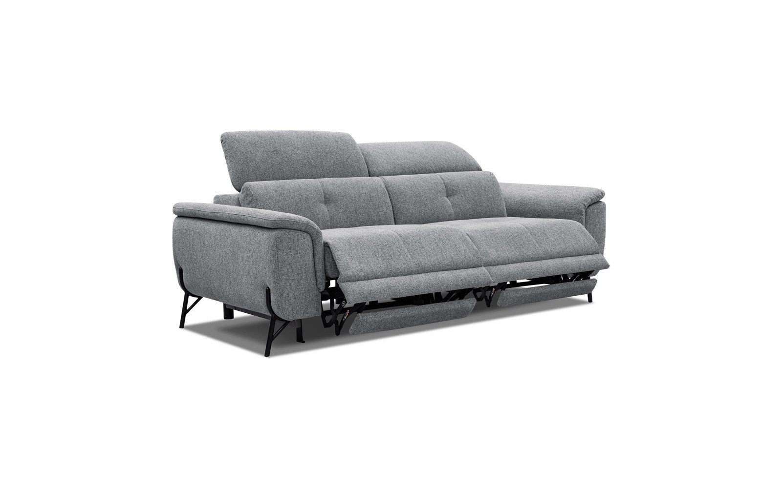 AVENA Sofa 3-Sitzer mit 2 Relaxfunktionen und verstellbare Kopfstützen, grau