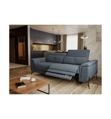 AVENA Sofa 3-Sitzer mit 1 Relaxfunktion und verstellbare Kopfstützen, marineblau