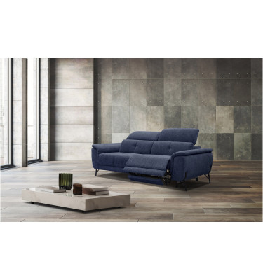 AVENA Sofa 3-Sitzer mit 1 Relaxfunktion und verstellbare Kopfstützen, marineblau
