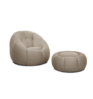 sessel und pouf tissu beige - FIGO