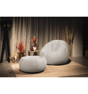 sessel und pouf tissu écru - FIGO