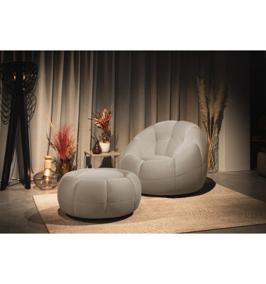 sessel und pouf tissu beige - FIGO