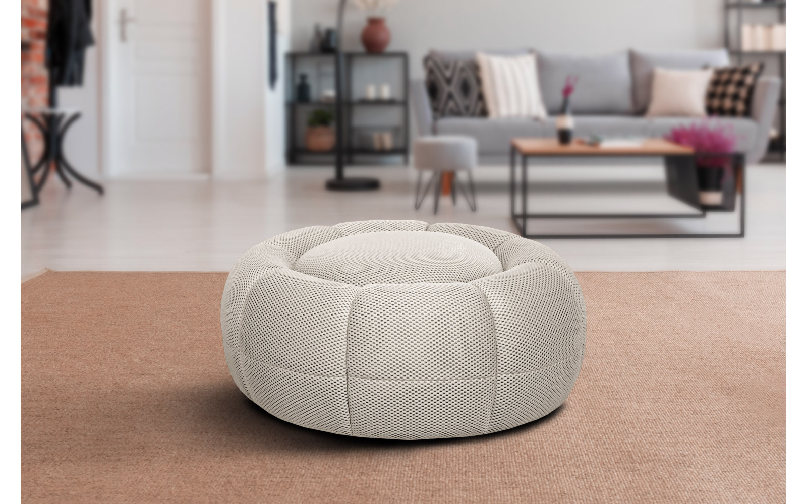 sessel und pouf tissu écru - FIGO
