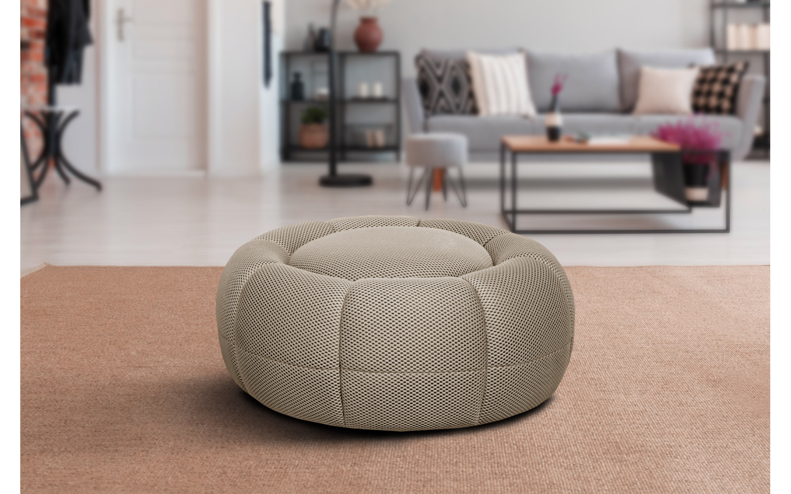 sessel und pouf tissu beige - FIGO