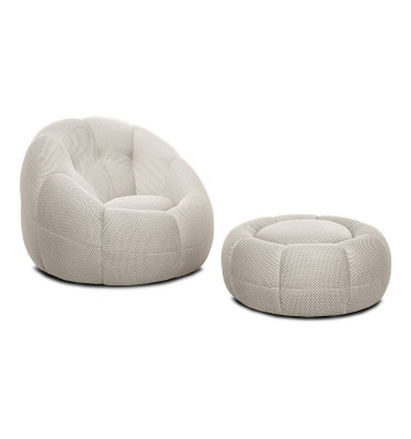 sessel und pouf tissu écru - FIGO