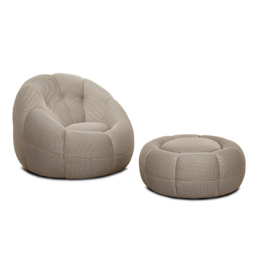 sessel und pouf tissu beige - FIGO